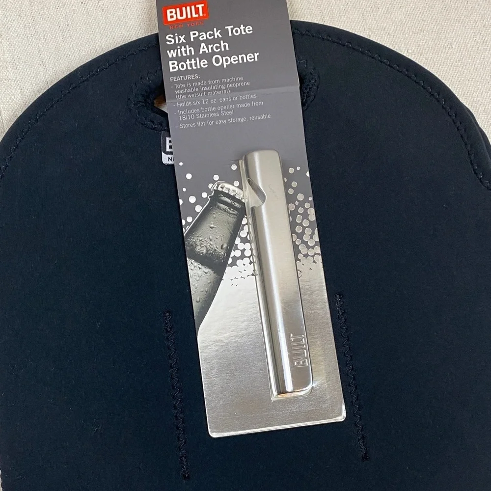 Built Six Pack Tote with Arch Bottle Opener NWT
